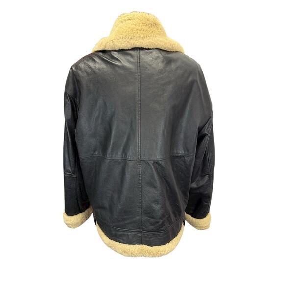 J. Elkin Alamo Uomo Faux Shearling Leather Aviator Jacket Brown Size Large - Picture 7 of 13